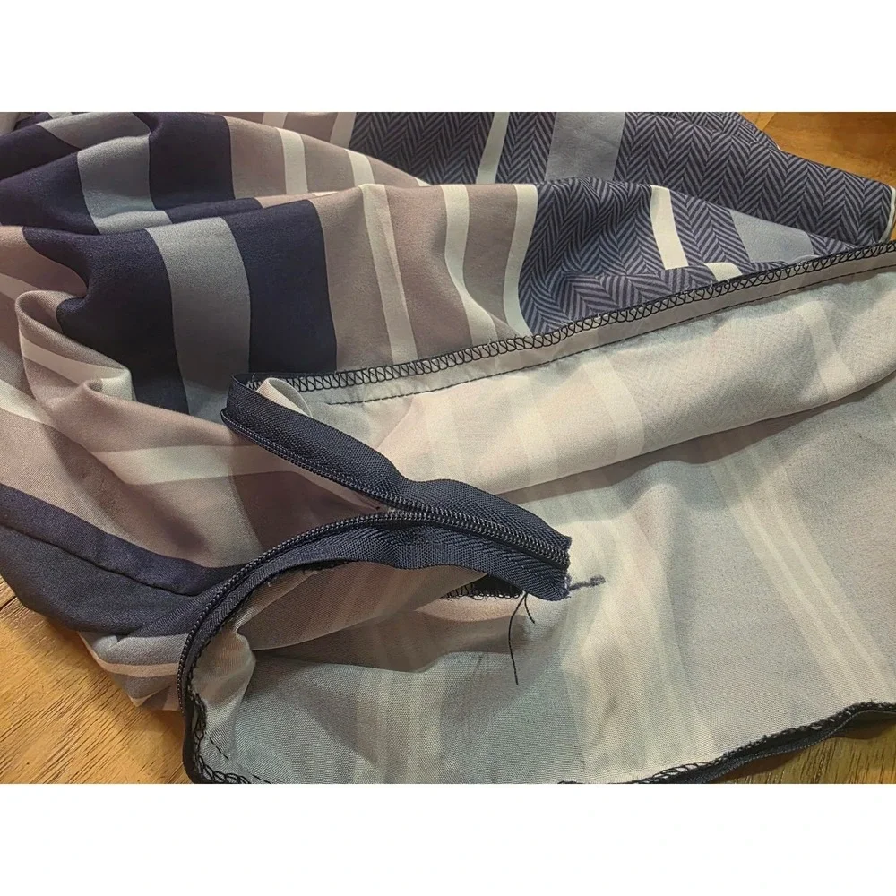 Blue Gray Striped Reversible Quilted Comforter Twin XL Nautical Bedding